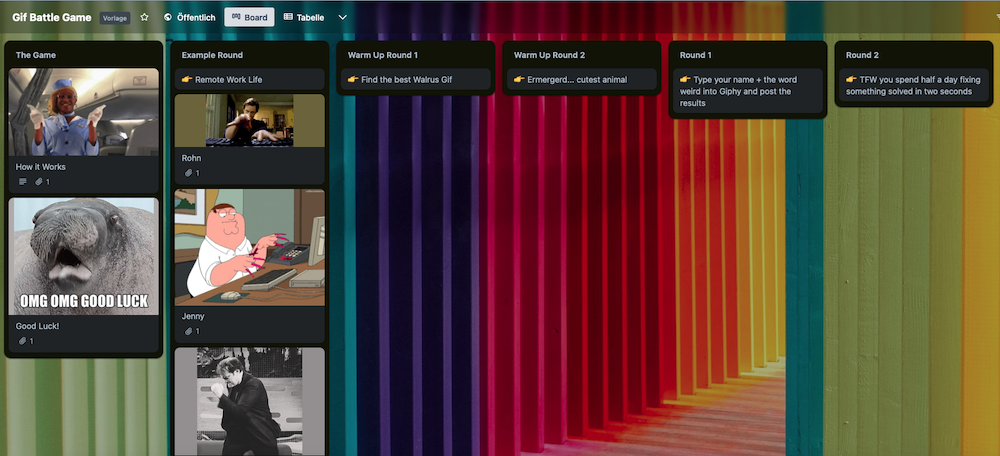 Online-Teambuilding – Aktivitäten & Ideen für Remote Work Teams | Trello Board GIF-Challenge